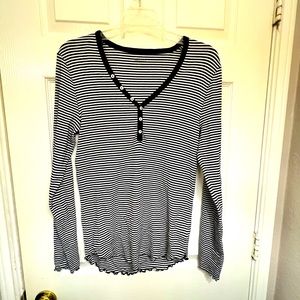 Gap Body pajama set (pants and long sleeve shirt); black and white striped sz L